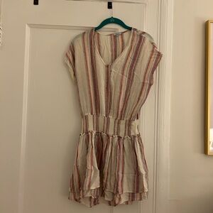 Rails Linen Striped V-Neck Dress
